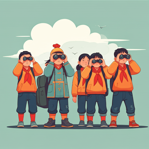 Schoolchildren birdwatching